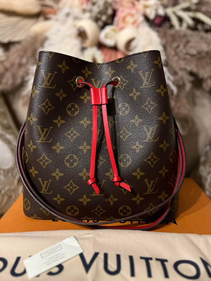 Red Louis Vuitton Bucket Bag